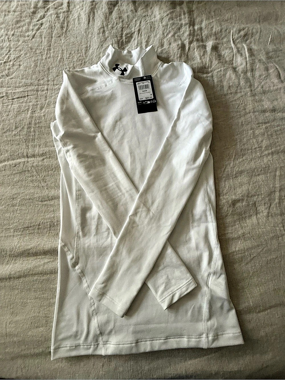 Under Armour UA ColdGear Armour Compression Mock White Long Sleeve Medium